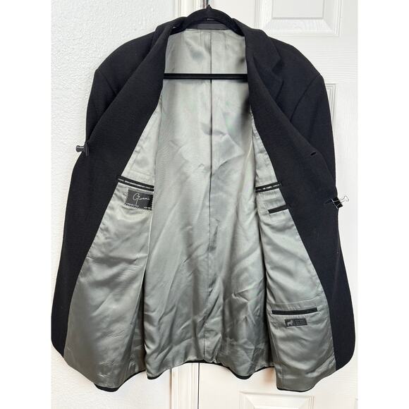 Vintage Gianni Wool Blazer Mens 44R Black Made USA Minimalist Classic - Picture 3 of 12